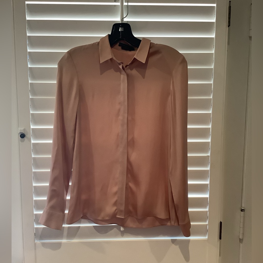 Alice and Olivia Elegant Tan Button-Up Blouse